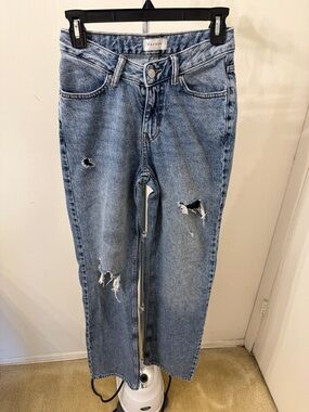 PacSun Light Blue Distressed Straight Leg Jeans
